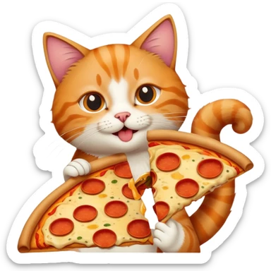 cat eating pizza with cheese stretch sticker