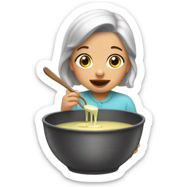 granddaughter eats broth sticker