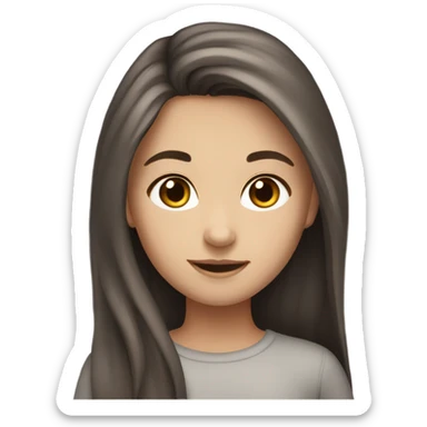 Girl with brown hair and dark gray highlights, fair skin, long hair, beautiful sticker