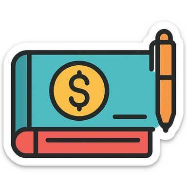 checkbook with a dollar sign on the cover icon sticker
