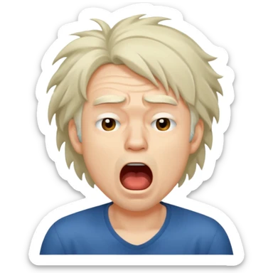 Weak man with disheveled hair yawning sticker