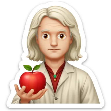 isaac newton hold an apple sticker