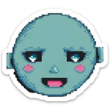 pixel art squinting face sticker
