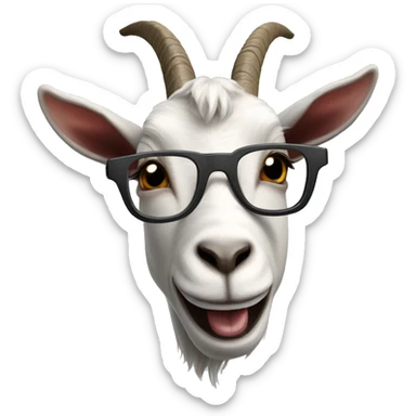 Goat with glasses and prominent upper buck teeth sticker