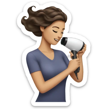 Brunette girl blow drying hair sticker