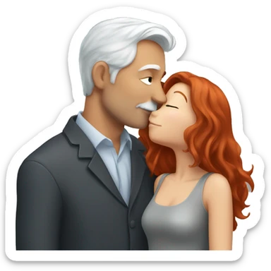 Redhead Girl Kissing silver haired man  sticker