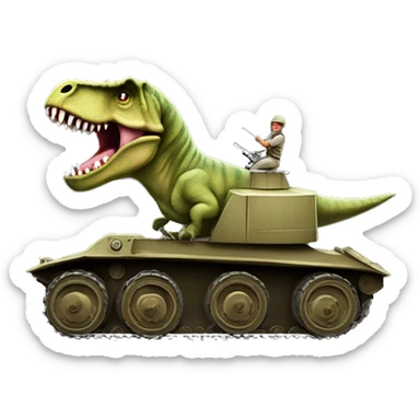 Tyrannosaurus rex driving a tank  sticker