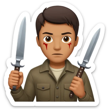 Un señor guapo con un cuchillo  amenazando  sticker