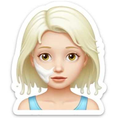Girl with white shampoo on her face  sticker
