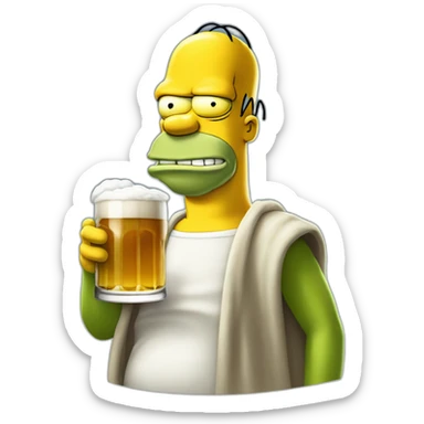 Homer Simpson-and-Yoda-drink-beer sticker