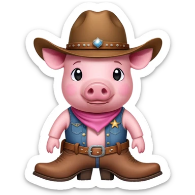 Pig wearing cowboy hat and boots sticker