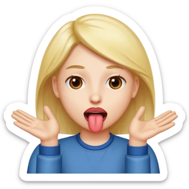 Tongue out with hands to the side  sticker