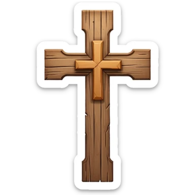 wooden christian cross no base sticker