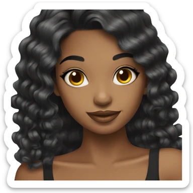 Glamour black hair girl sticker