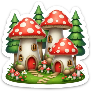 mushroom houses sticker