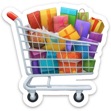 Artsy shopping cart design with multiple boxes sticker