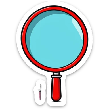 front view magnifying glass over empty beauty product shelf searching sticker