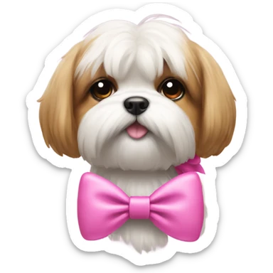 A shitzu dog with a pink bow sticker