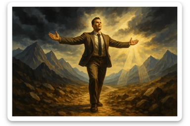 uomo che accoglie le sfide della vita e le supera senza paura sticker