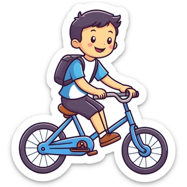 Boy on a blue bike  sticker