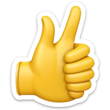 Apple-style 3D illustration of a single yellow emoji hand giving a thumbs up gesture, glossy and rounded, centered on a clean white background, soft shadow underneath, isolated and minimal design sticker