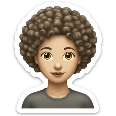 a young white woman with curly afro hair sticker