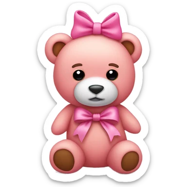 Pink teddy bear with a pink bow sticker