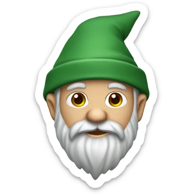 Gnome with red hat, white beard, darker gray shirt, and green pants sticker