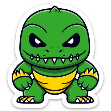 fierce alligator luchador mask with swamp green and gold colors sticker