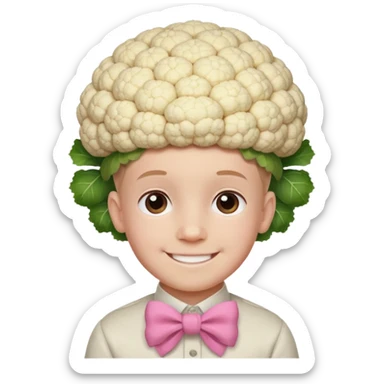 Cauliflower boy with a pink bow  sticker