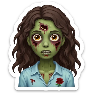 garota zumbi morena de cabelos castanho escuro e ondulados sticker
