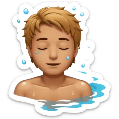 single men floating with close eyes in pool  sticker