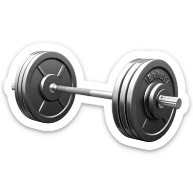 An emblem symbolizing weightlifting with a stylized barbell in the center, set against a simple, clean background. The barbell is prominent and sleek, with no athlete included. The design is bold, modern, and minimalistic sticker