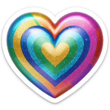 rainbow glitter heart sticker