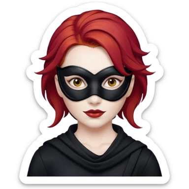 woman thief chic with mask and red hair sticker