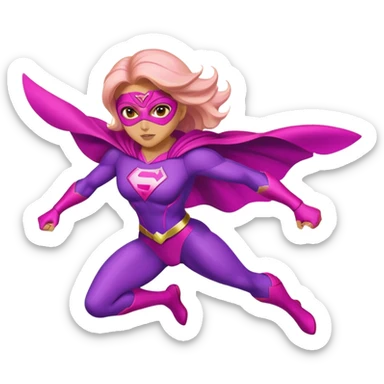 pink violet woman superhero flying sticker