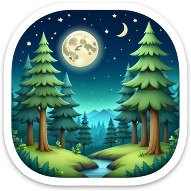 a beautiful forest, under moon light sticker