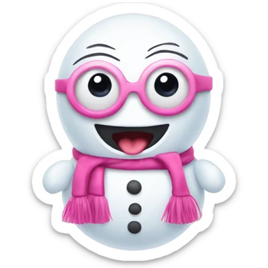 Pink snowman with eye lashes sticker