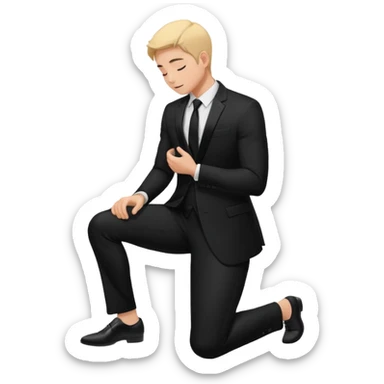 Kneeling person silhouette (proposal pose) sticker