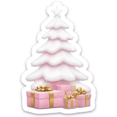 Light pink Christmas gifts under a white Christmas tree  sticker