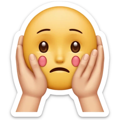 hands caressing sad emojis face sticker