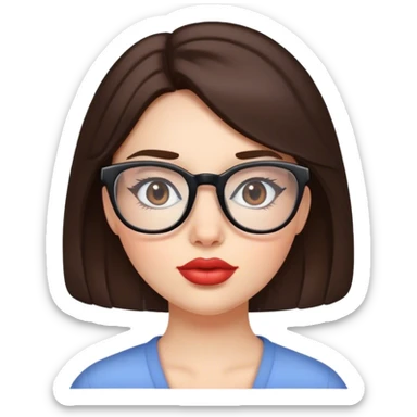 Brunette girl with fair skin and plump lips with glasses sticker