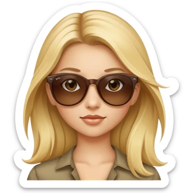 girl long blonde hair with brown ray ban sunglasses sticker
