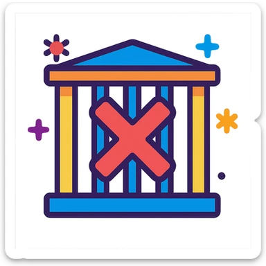 jail with an X sign, energetic and fun, vibrant toon style sticker
