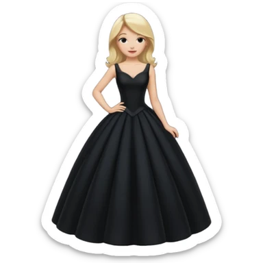 Blonde white woman in long fitted black ball gown dress  sticker