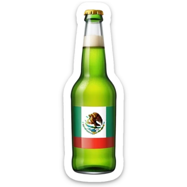 Beer bottle with lime wedge and Mexican flag colors sticker