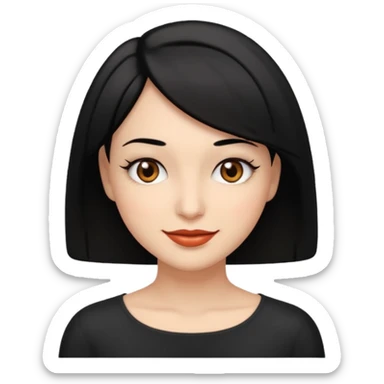 Woman with brown eyes and black bob smirking ￼ sticker