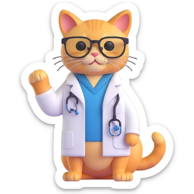 cat scientist sticker