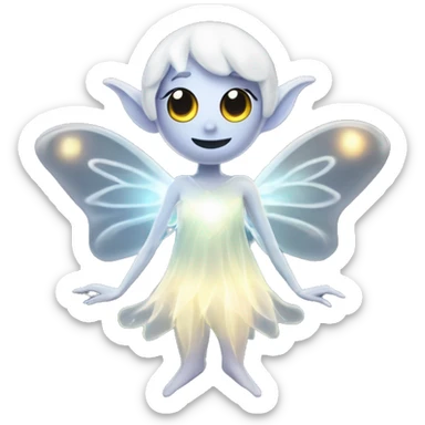 Elf ghost fairy in a translucent dress, ephemeral wings, surrounded by glowing ghostly lights, Halloween theme, emoji sticker