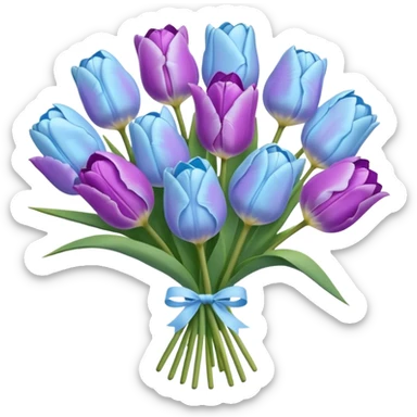 light blue and light purple tulip bouquet sticker